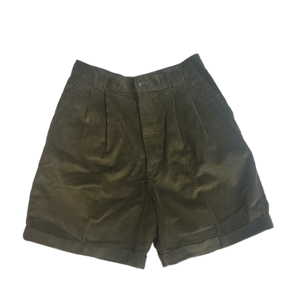 Vintage American Eagle For Her 80s‎ Corduroy Green Highwaist Pleated Shorts Rare